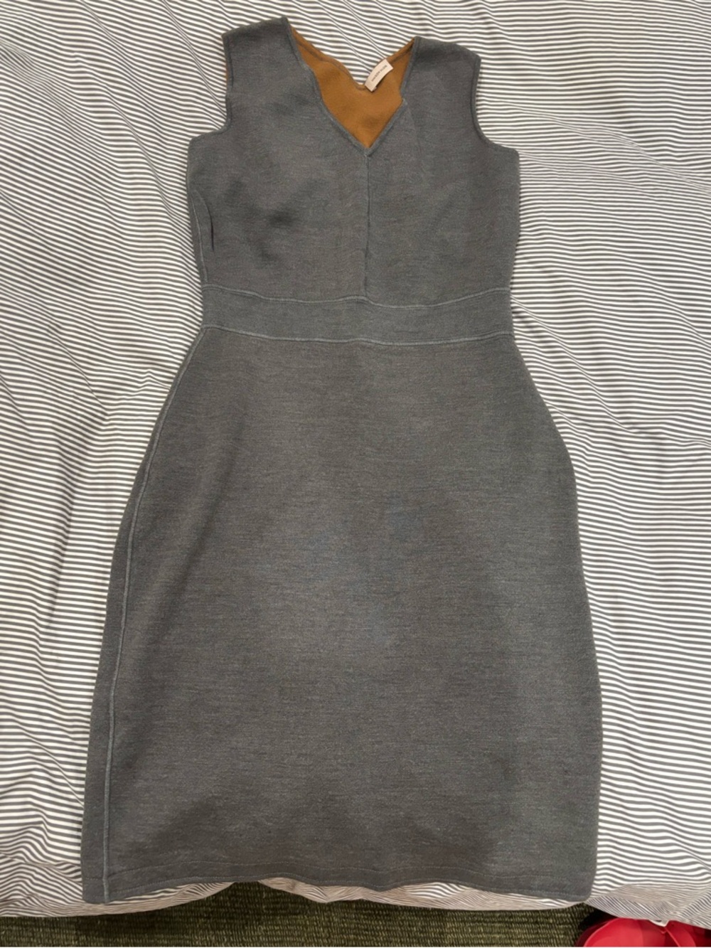 Sleeveless Gray V-Neck Midi Dress
